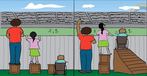 Illustration demonstrating equality and equity