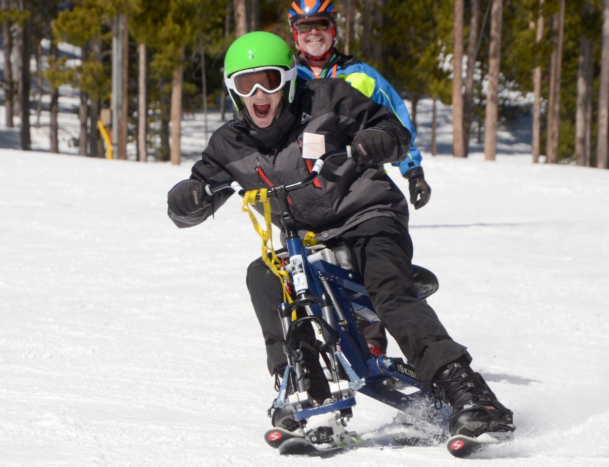 Ignite Athlete on a ski bike shredding down the slopes